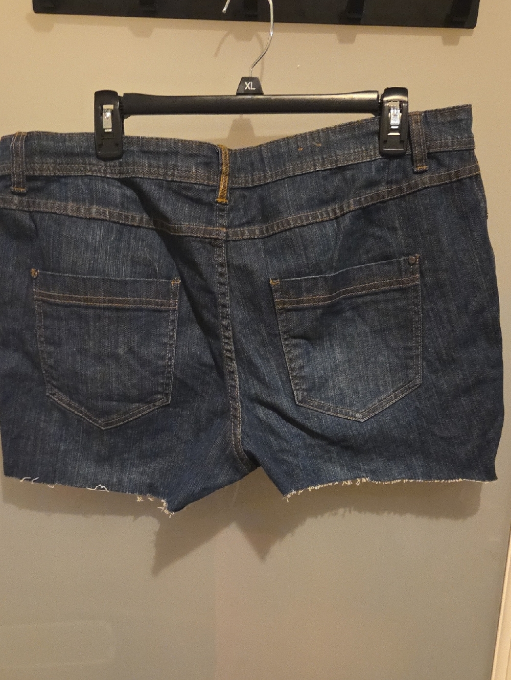 Denim Cutoff Shorts - Dark Blue - Picture 1 of 3